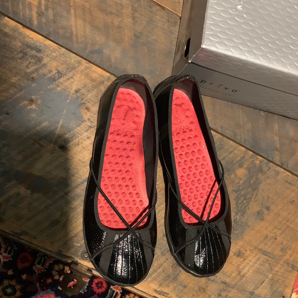 Privo Black Flats with Vibrant Red Insoles